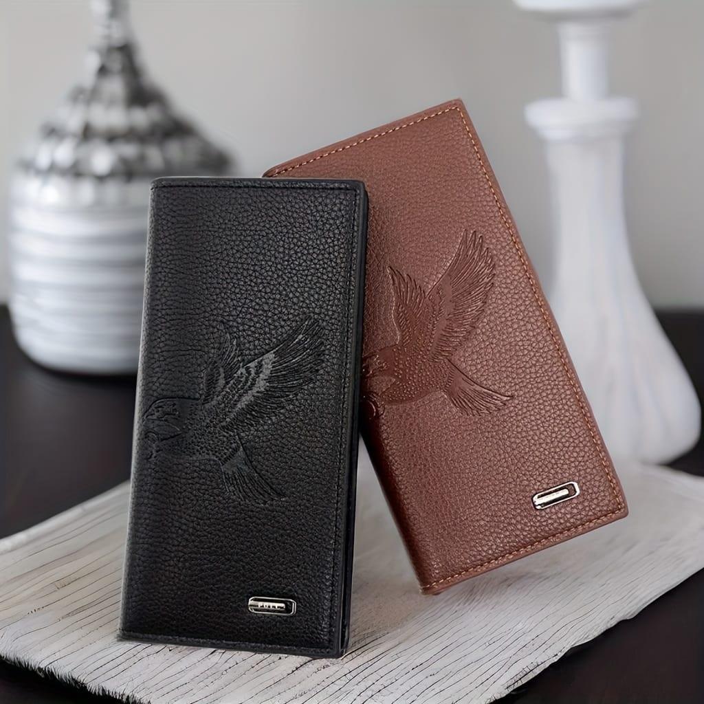 Premium Leather Wallet with Bird Design Black Brown