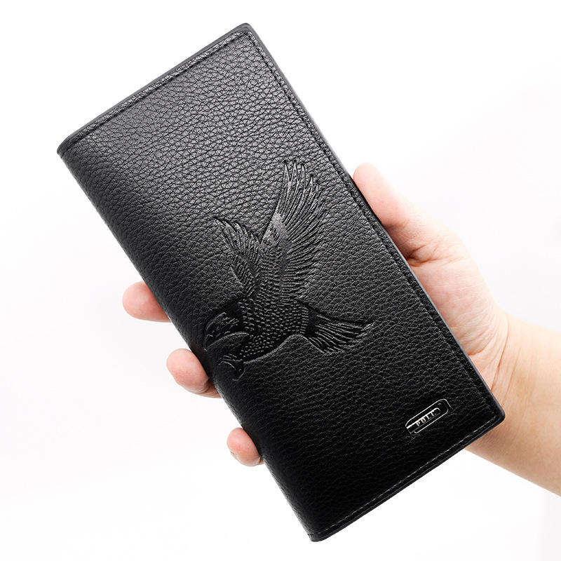 Premium Leather Wallet with Bird Design Black Brown