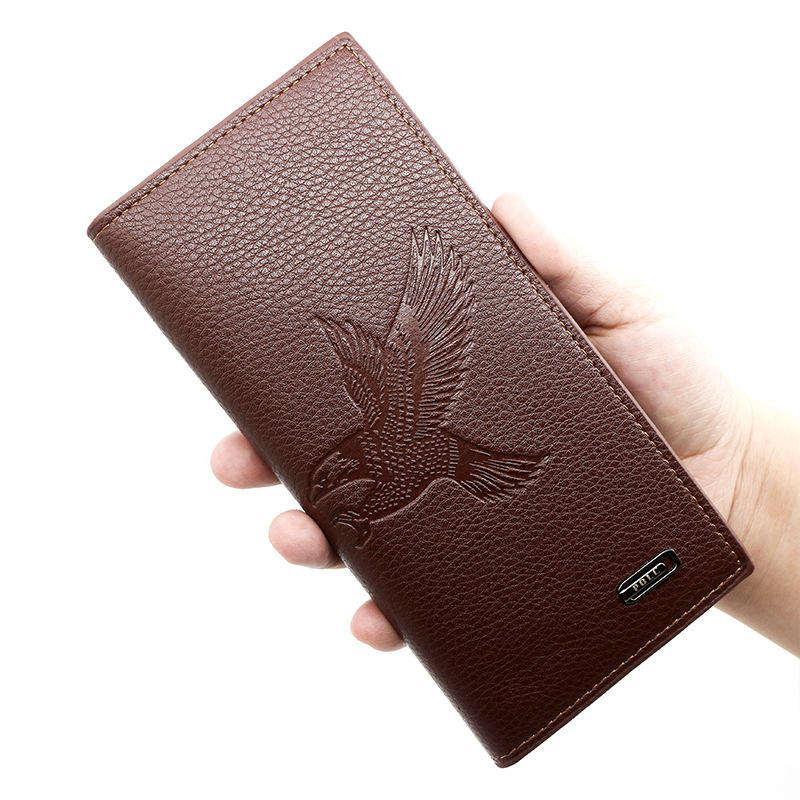 Premium Leather Wallet with Bird Design Black Brown