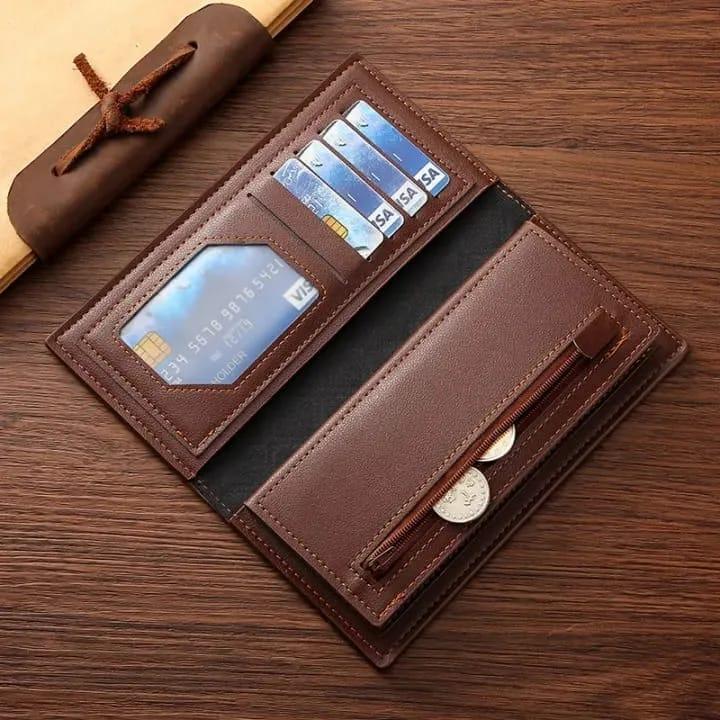 Premium Leather Wallet with Bird Design Black Brown
