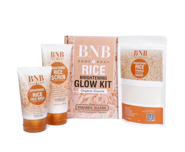 BNB Rice Glow Kit Brightening Face Wash Scrub Mask Set