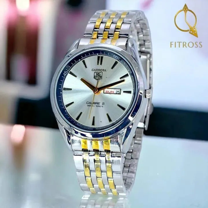 Fittross Day & Date Watch Stainless Steel Gold Plated