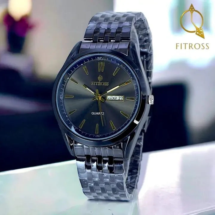 Fittross Day & Date Watch Stainless Steel Gold Plated