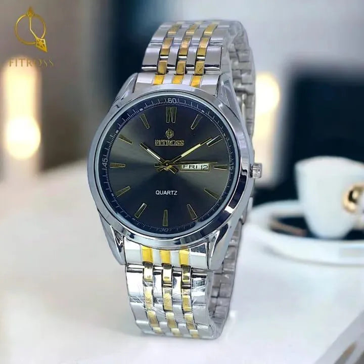 Fittross Day & Date Watch Stainless Steel Gold Plated