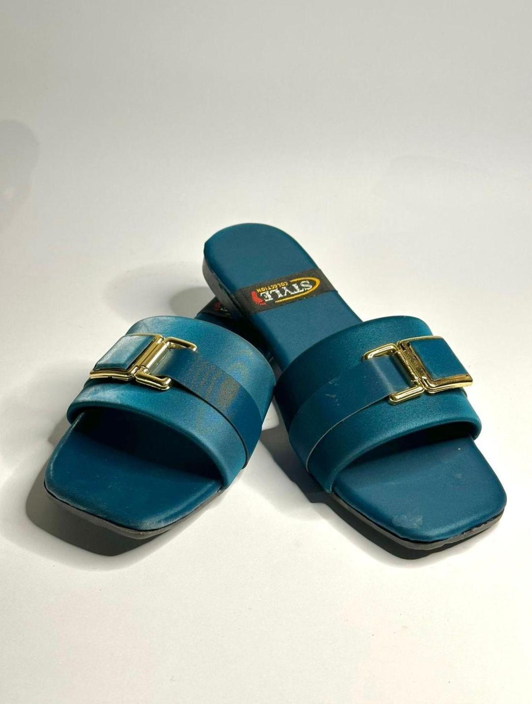 Women Synthetic Leather Flats Turquoise Size 7-11